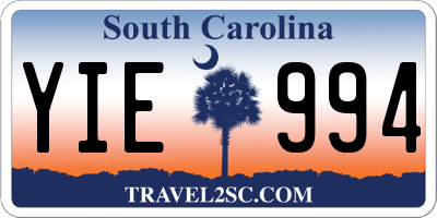 SC license plate YIE994
