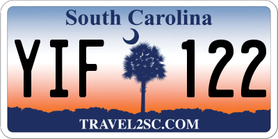 SC license plate YIF122