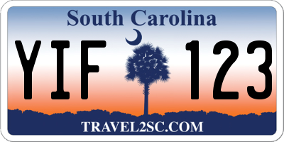 SC license plate YIF123