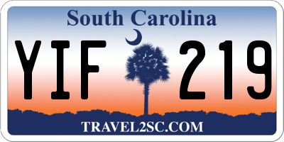 SC license plate YIF219