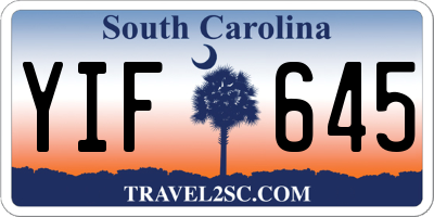 SC license plate YIF645