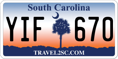 SC license plate YIF670