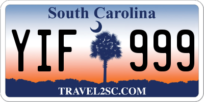 SC license plate YIF999