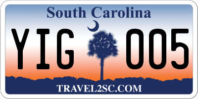 SC license plate YIG005