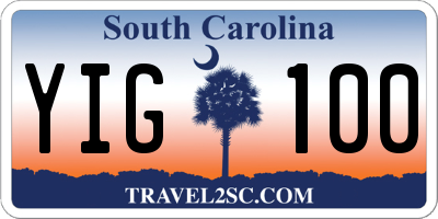 SC license plate YIG100