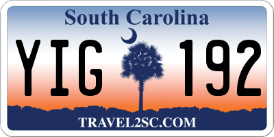 SC license plate YIG192