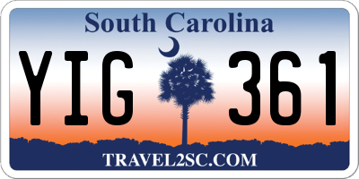 SC license plate YIG361