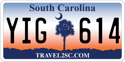 SC license plate YIG614