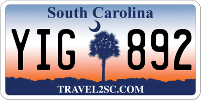 SC license plate YIG892