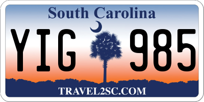 SC license plate YIG985