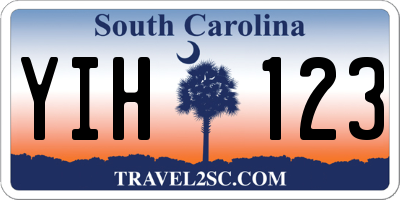 SC license plate YIH123