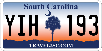 SC license plate YIH193