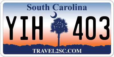 SC license plate YIH403