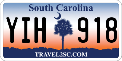 SC license plate YIH918