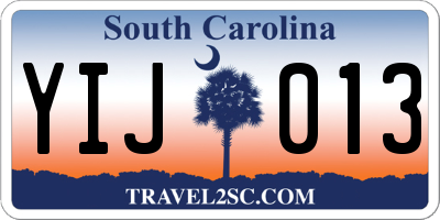 SC license plate YIJ013