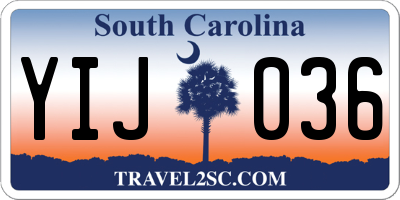 SC license plate YIJ036