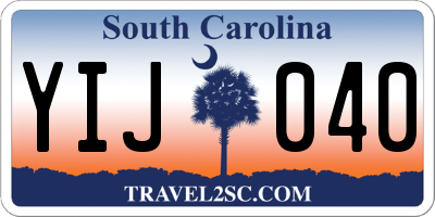SC license plate YIJ040