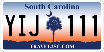 SC license plate YIJ111