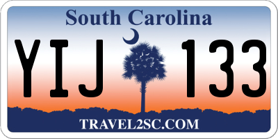 SC license plate YIJ133