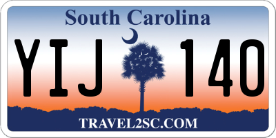 SC license plate YIJ140
