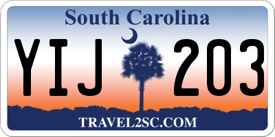 SC license plate YIJ203