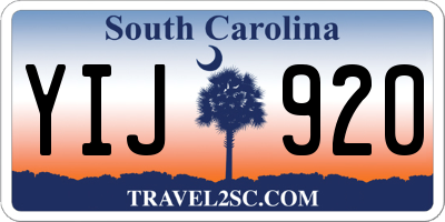 SC license plate YIJ920