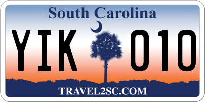 SC license plate YIK010