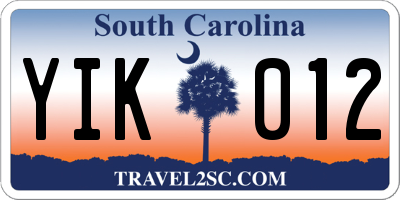 SC license plate YIK012