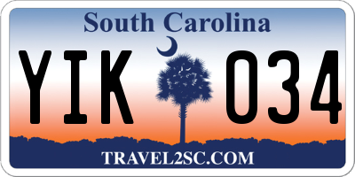 SC license plate YIK034