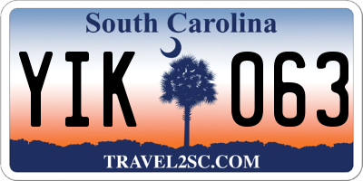 SC license plate YIK063