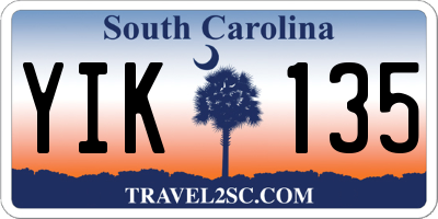 SC license plate YIK135
