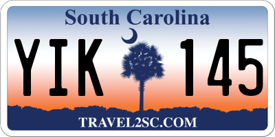 SC license plate YIK145