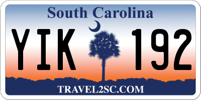 SC license plate YIK192