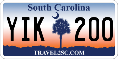 SC license plate YIK200