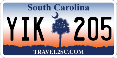 SC license plate YIK205