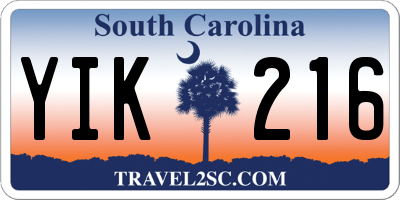 SC license plate YIK216