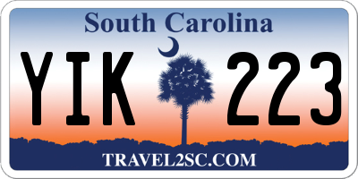 SC license plate YIK223