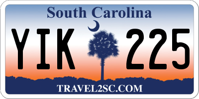 SC license plate YIK225