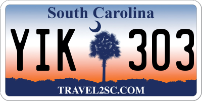 SC license plate YIK303