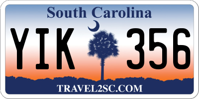 SC license plate YIK356