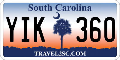 SC license plate YIK360