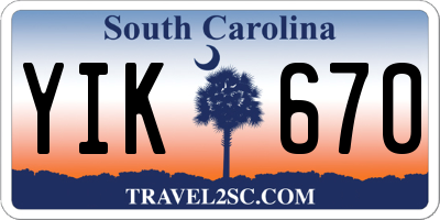 SC license plate YIK670