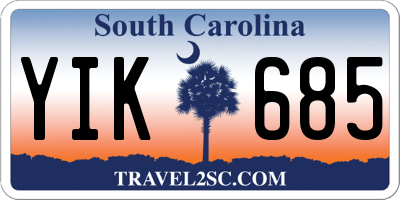 SC license plate YIK685