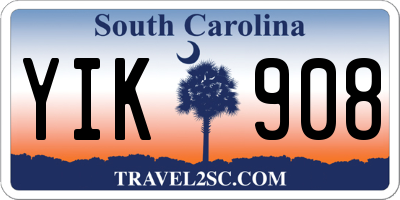SC license plate YIK908