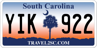 SC license plate YIK922