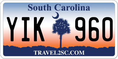 SC license plate YIK960