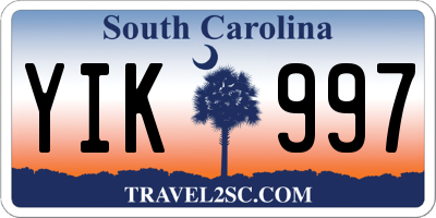 SC license plate YIK997