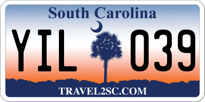 SC license plate YIL039