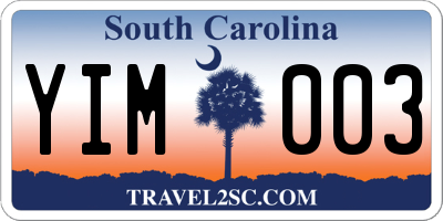 SC license plate YIM003