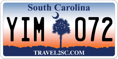 SC license plate YIM072